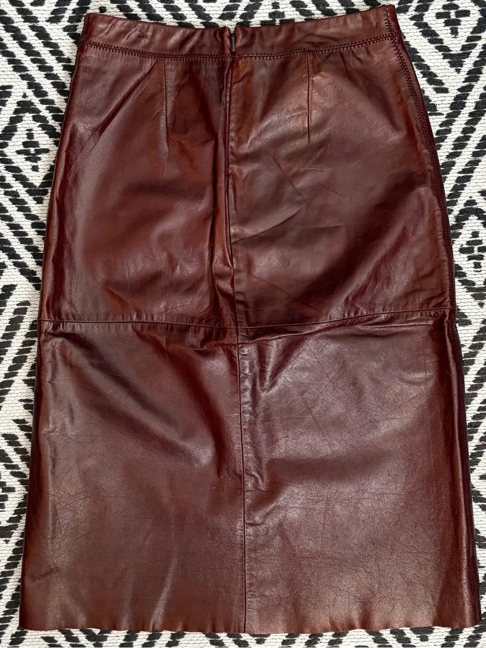 Vtg Y2K Gap Brown Leather Paneled Midi Skirt Sz 1 A Line Western Lined Grunge